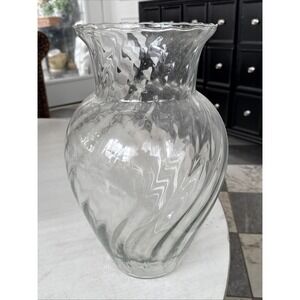 Vintage Glass Swirl Vase - 15" Tall, 7.25" Wide At Top, Around 9.5" Wide Center